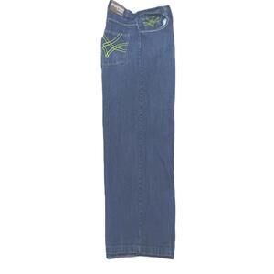 Evolution In Design Y2K baggy jeans with embroidered pockets.